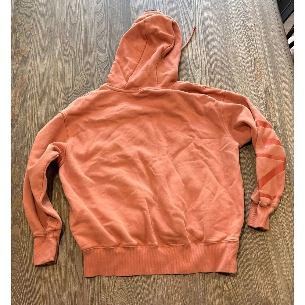 Nike Womens Hoodie Sweatshirt Front Pocket Logo Print Pullover Orange Size XS